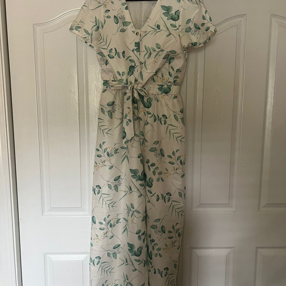 Floral Green and Cream Maxi Dress